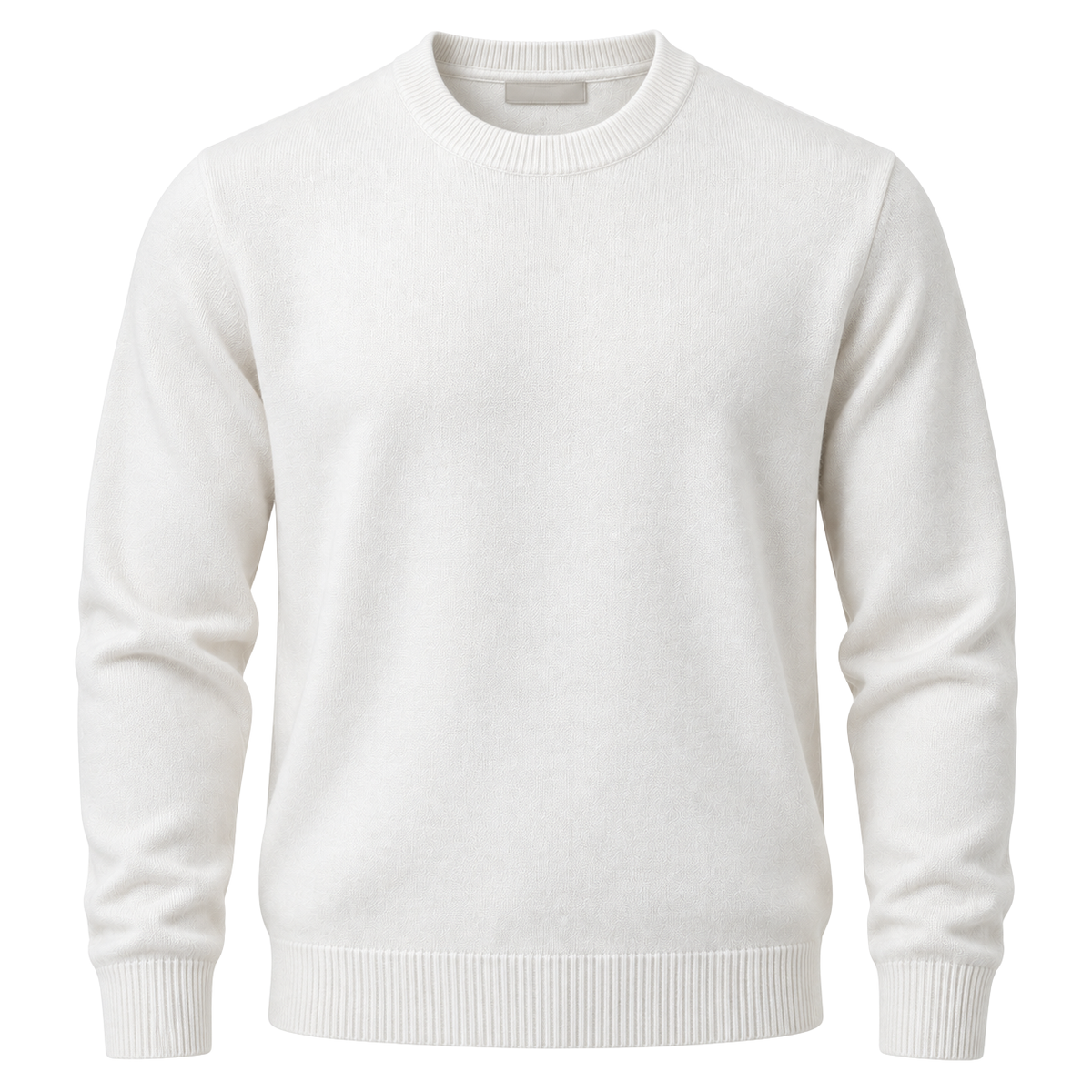 Premium Knit Crew Neck Sweater – White