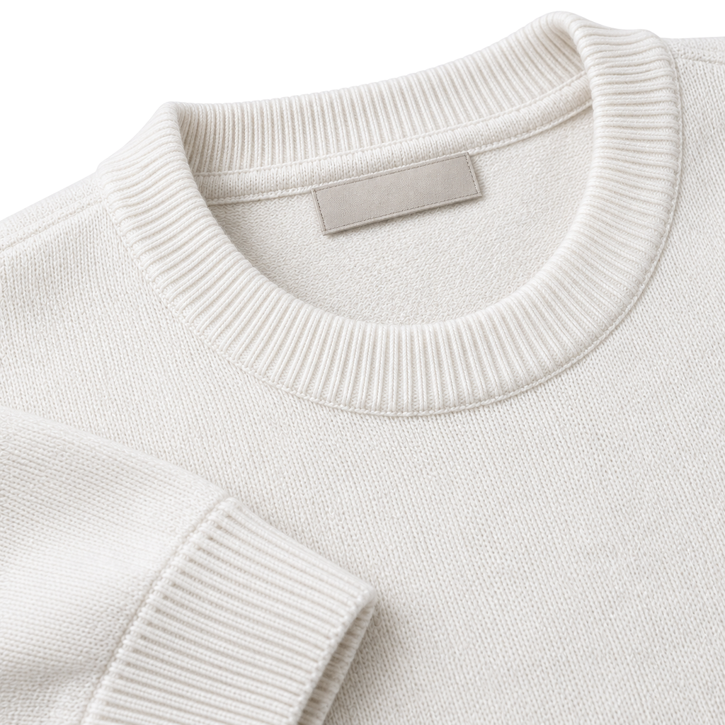 Premium Knit Crew Neck Sweater – White