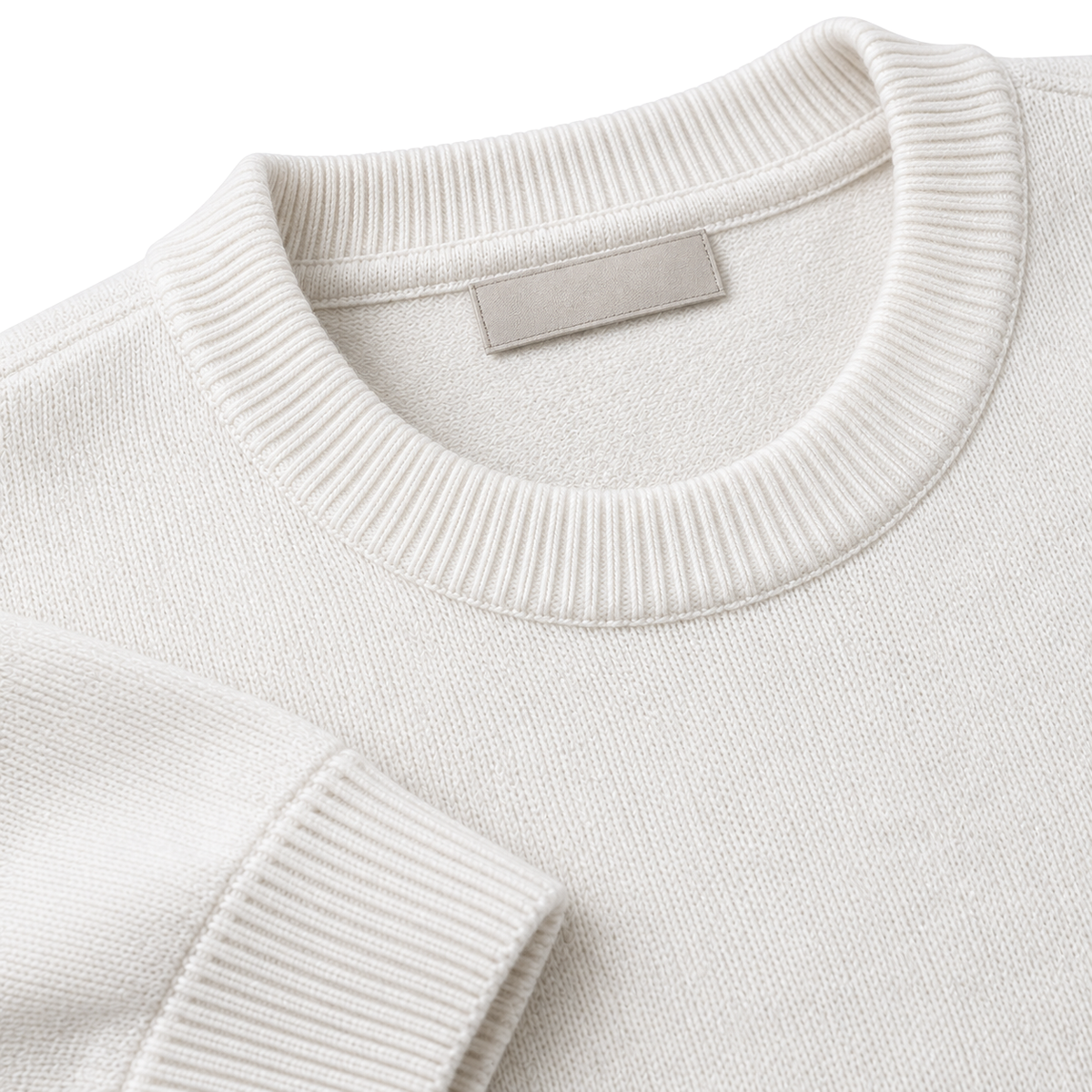 Premium Knit Crew Neck Sweater – White