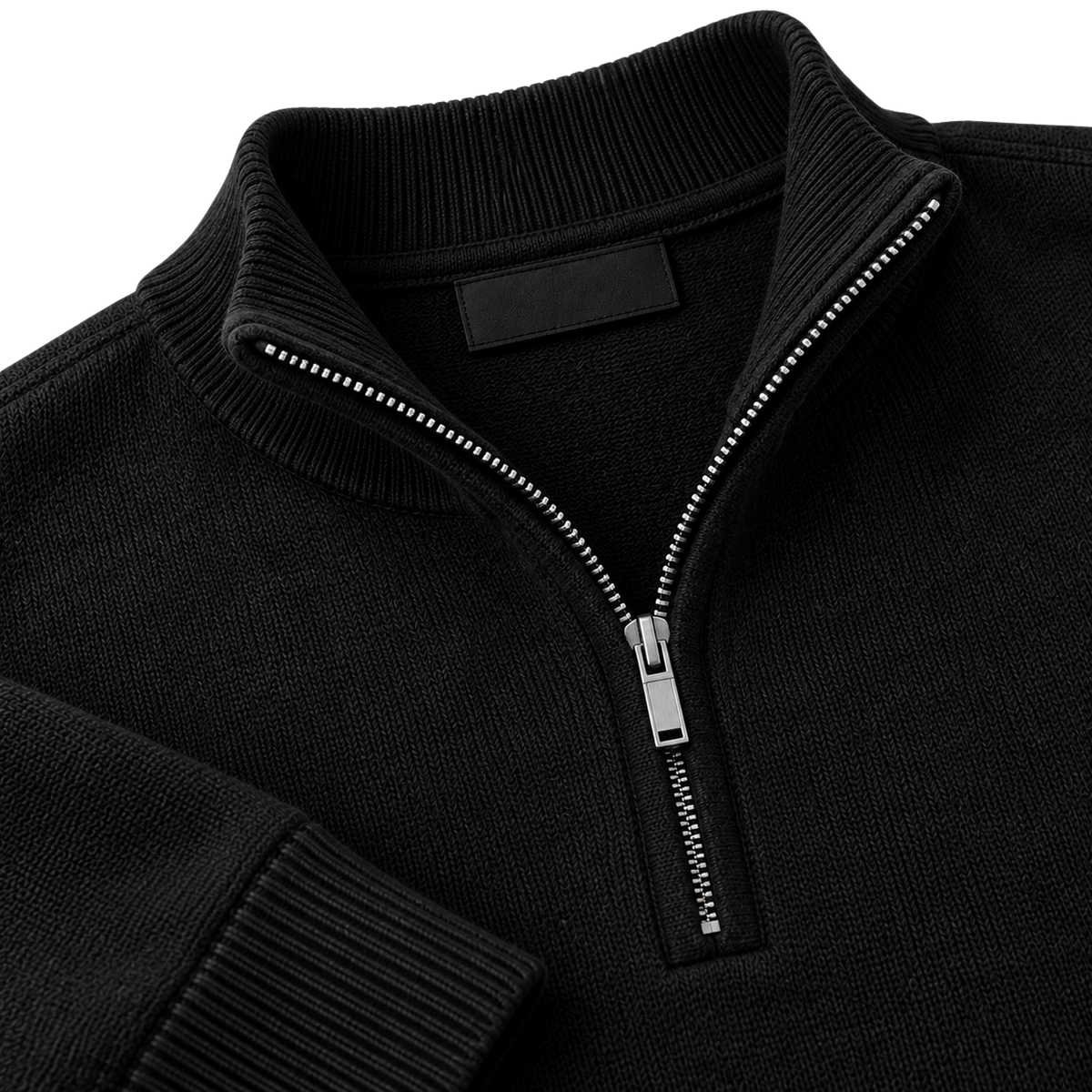 Premium Knit Quarter Zip Sweater – Black