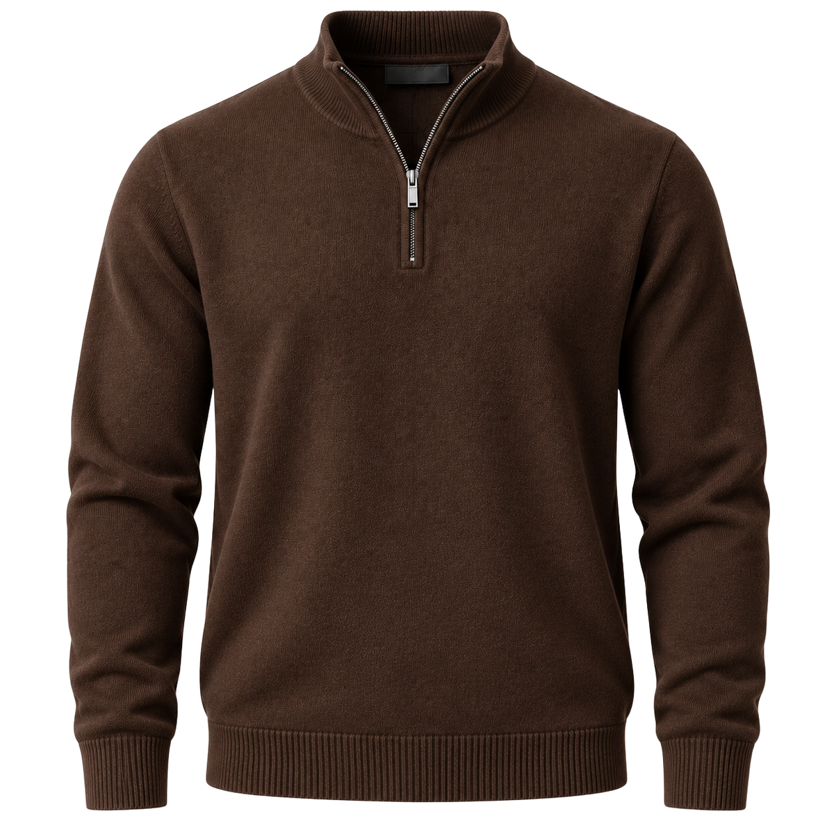 Premium Knit Quarter Zip Sweater – Brown