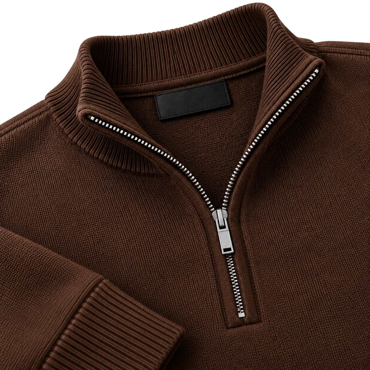 Premium Knit Quarter Zip Sweater – Brown