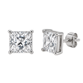 Premium Square Crystal Stud Earrings – Silver