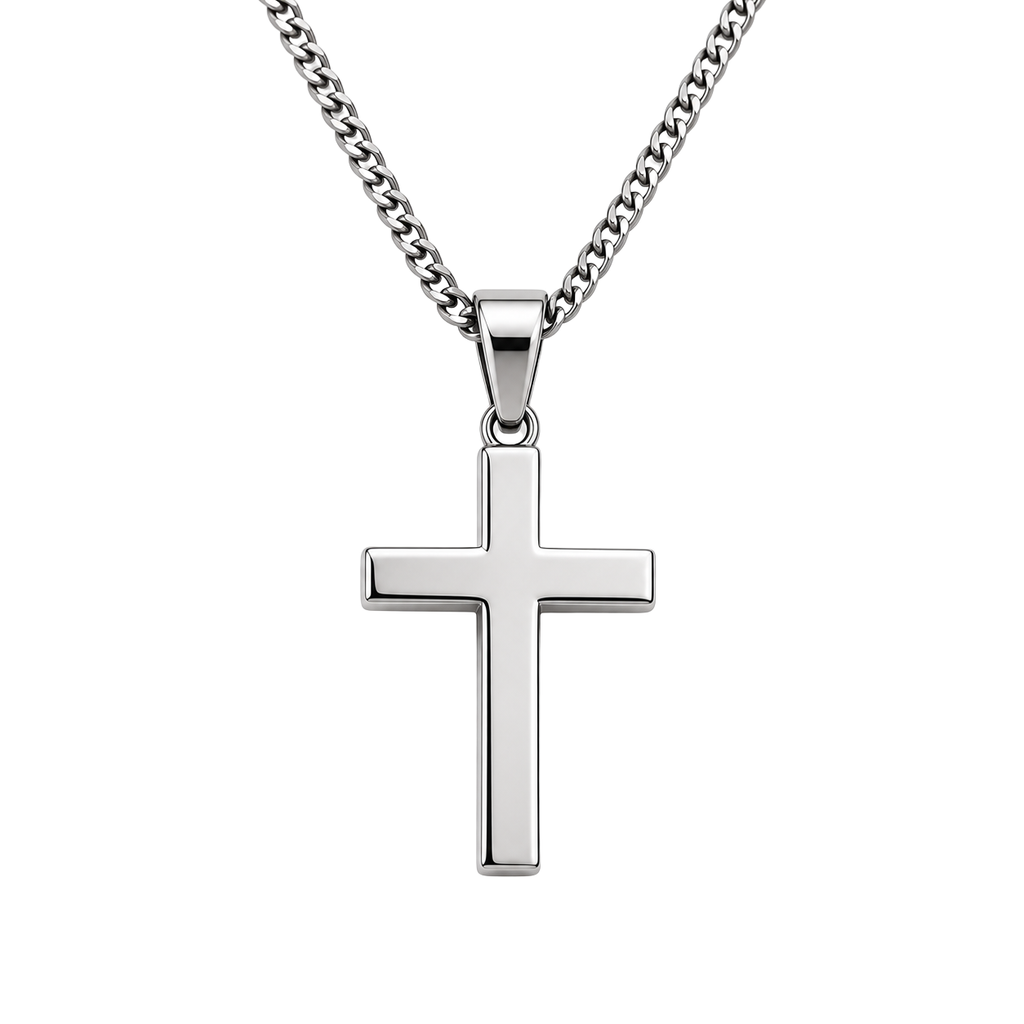Premium Stainless Steel Cross Necklace – Silver