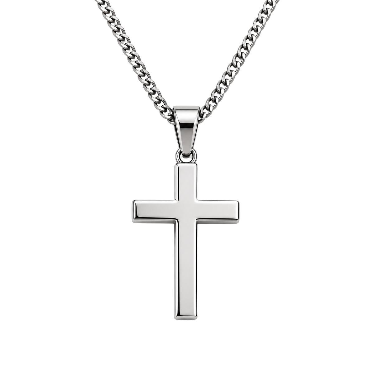 Premium Stainless Steel Cross Necklace – Silver