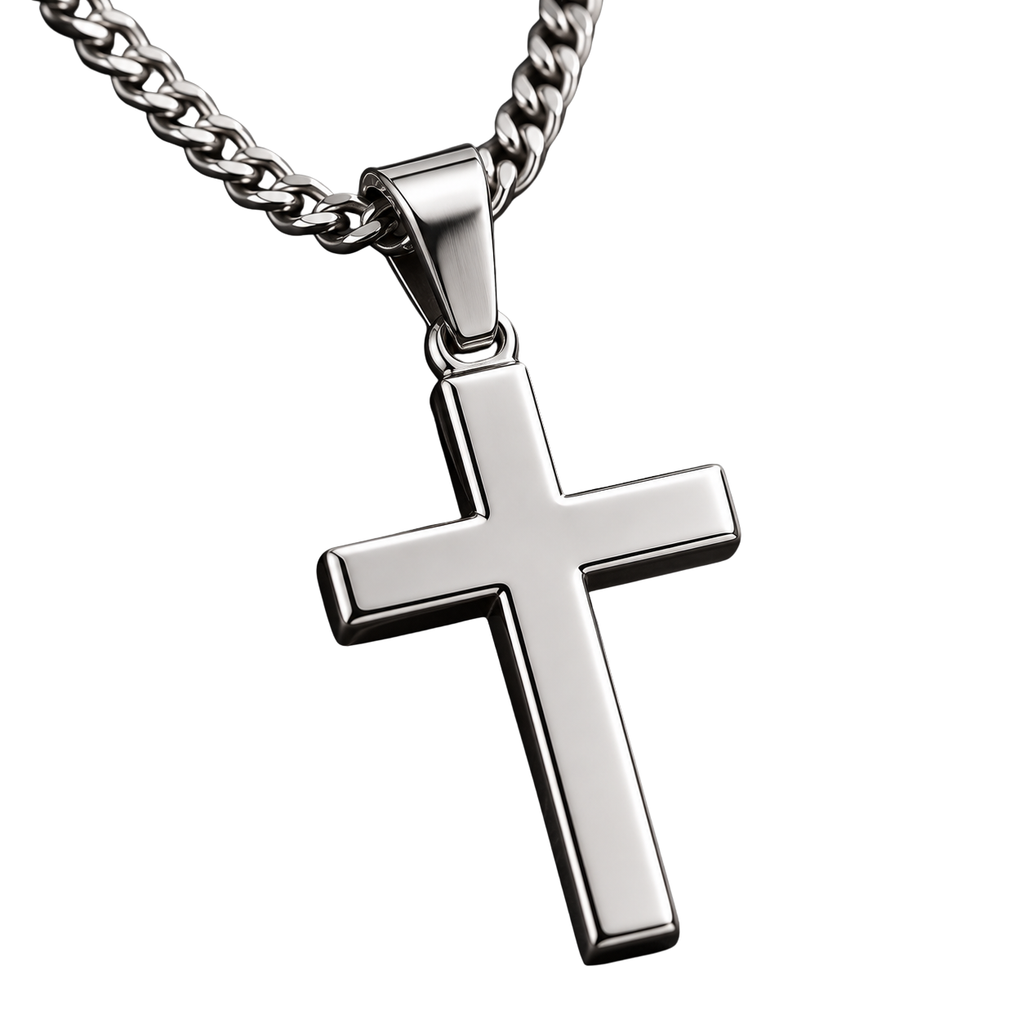 Premium Stainless Steel Cross Necklace – Silver