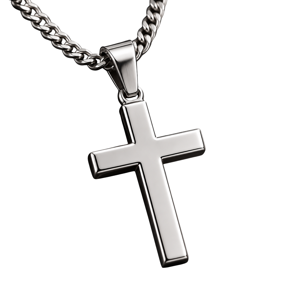 Premium Stainless Steel Cross Necklace – Silver